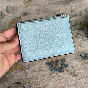 Coach wallet baby blue aqua lanyard ID card holder